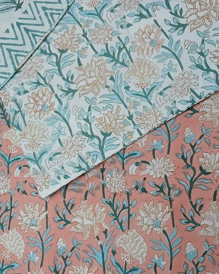 Blockprint Double Bedsheet with matching pillowcases (90 x 108) – (DBST0028) - Image 4