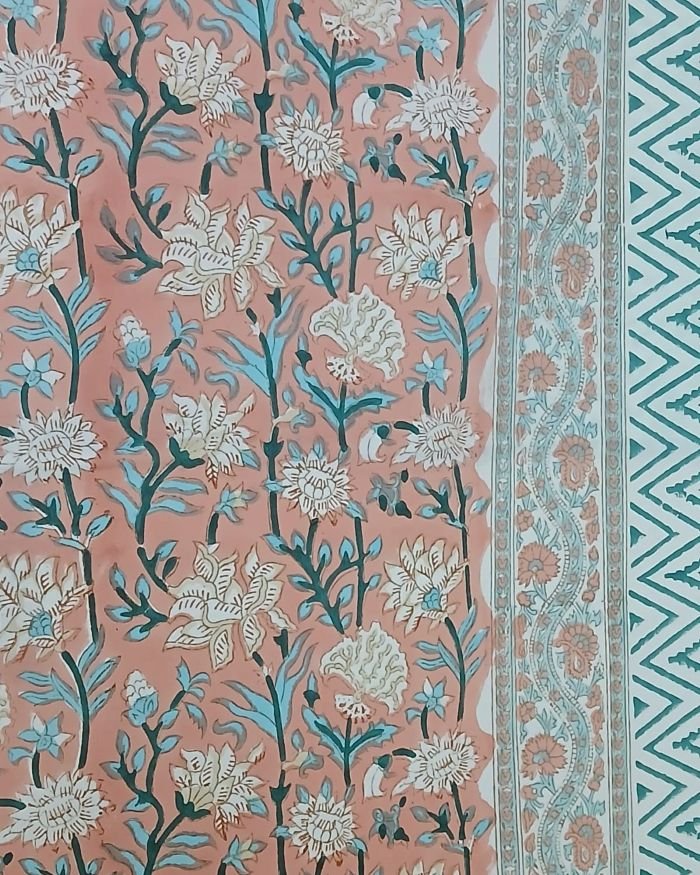 Blockprint Double Bedsheet with matching pillowcases (90 x 108) – (DBST0028) - Image 5