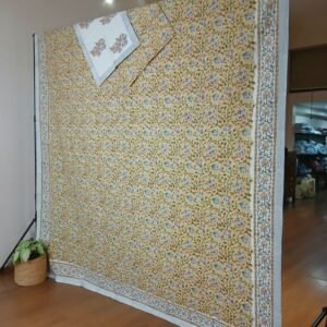 Blockprint Double Bedsheet with matching pillowcases (90 x 108) – (DBST0027)