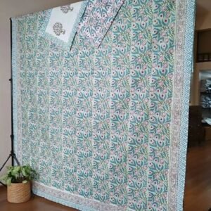 Blockprint Double Bedsheet with matching pillowcases (90 x 108) – (DBST0029)