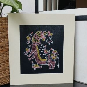 Kantha Embroidered Artwork Cow – (ARTW1039)