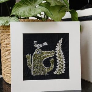 Kantha Embroidered Artwork Crocodile – (ARTW1031)