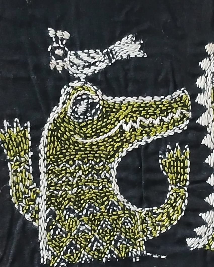 Kantha Embroidered Artwork Crocodile – (ARTW1031) - Image 2