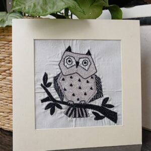 Kantha Embroidered Artwork Owl – (ARTW1033)