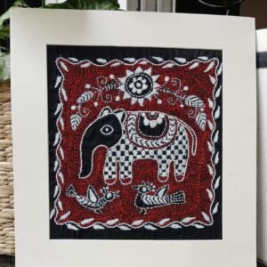 Kantha Embroidered Artwork Elephant – (ARTW1035)