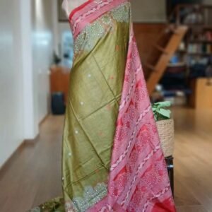Kantha Embroidery from Santiniketan on Tussar Silk Saree - (TSKS0008)