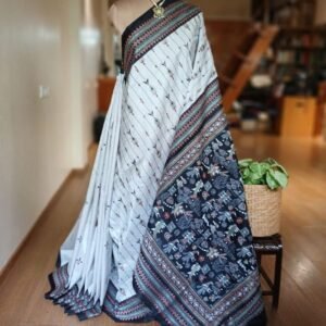 Hand Embroidered Santiniketan Kantha Saree in Pure Bisnupuri Silk - (SNBK0003)
