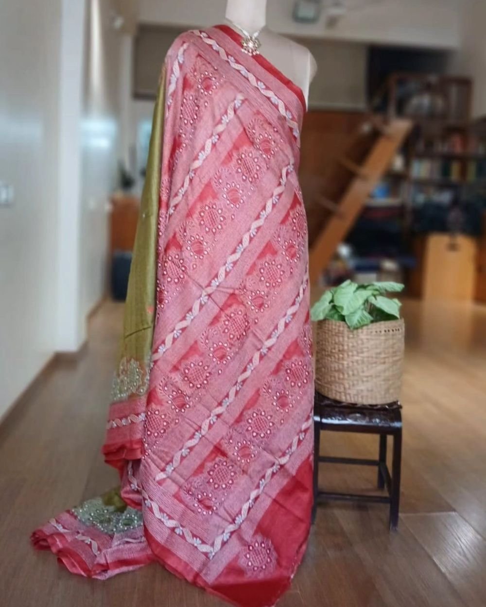 Kantha Embroidery from Santiniketan on Tussar Silk Saree - (TSKS0008) - Image 8