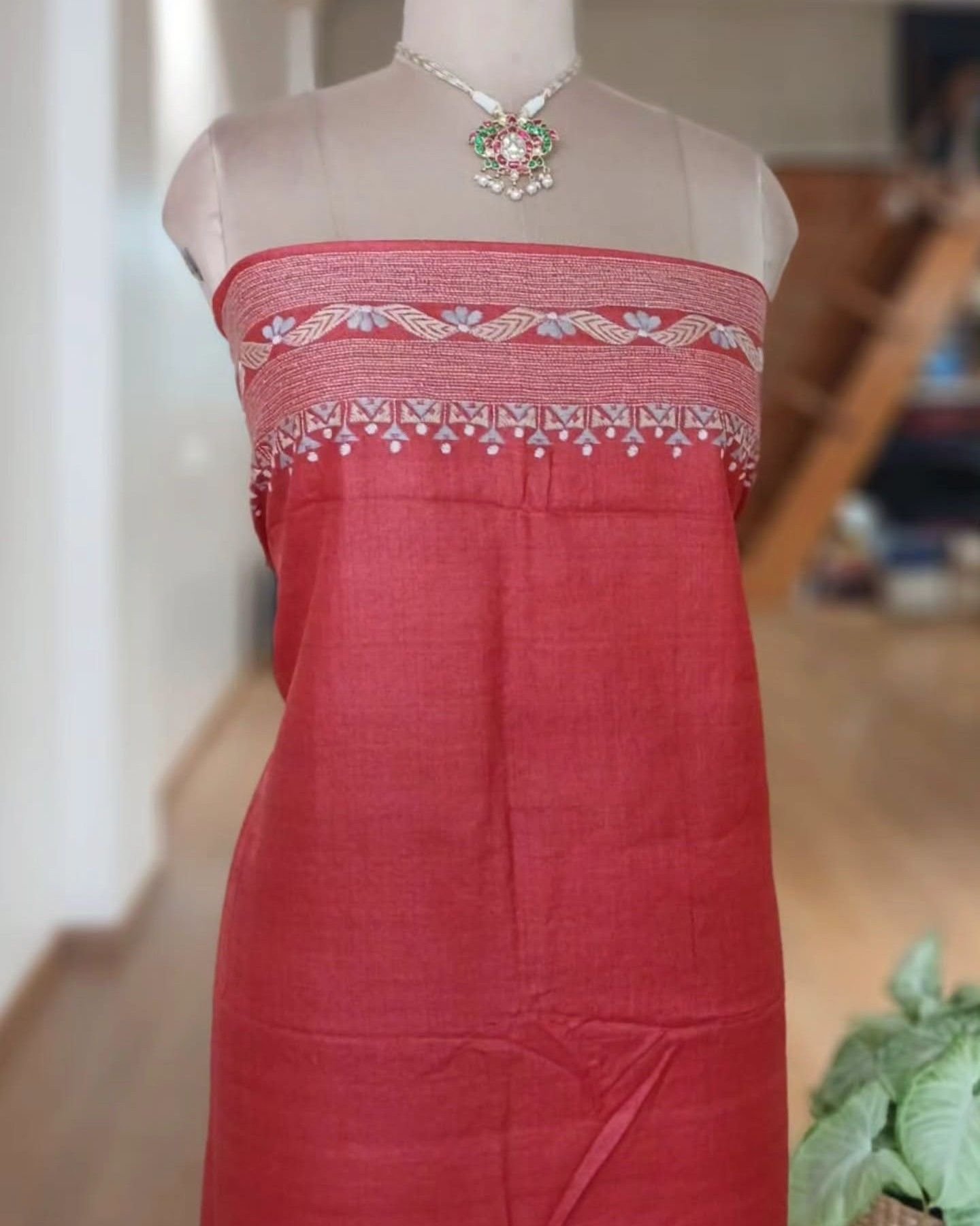 Kantha Embroidery from Santiniketan on Tussar Silk Saree - (TSKS0008) - Image 9