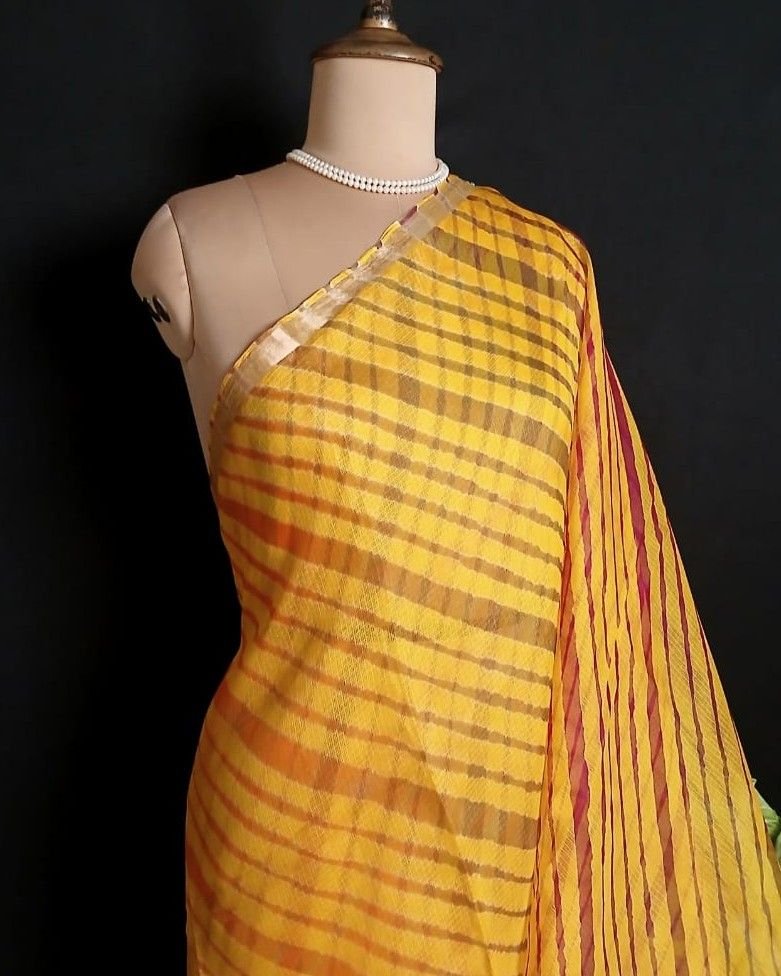 Hand tie-dye Leheriya on Kota Silk (HTKS1012) - Image 3