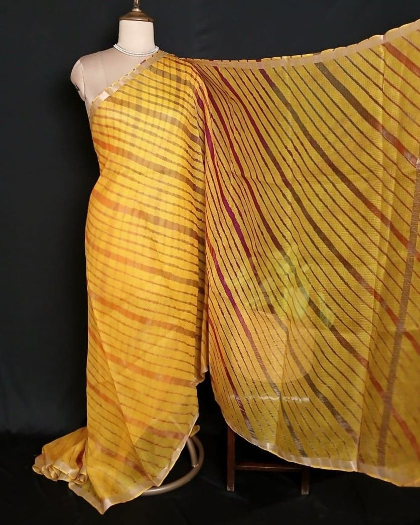 Hand tie-dye Leheriya on Kota Silk (HTKS1012) - Image 5