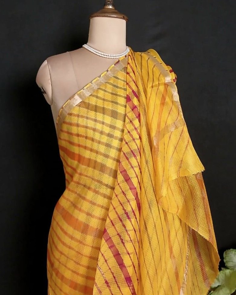 Hand tie-dye Leheriya on Kota Silk (HTKS1012)