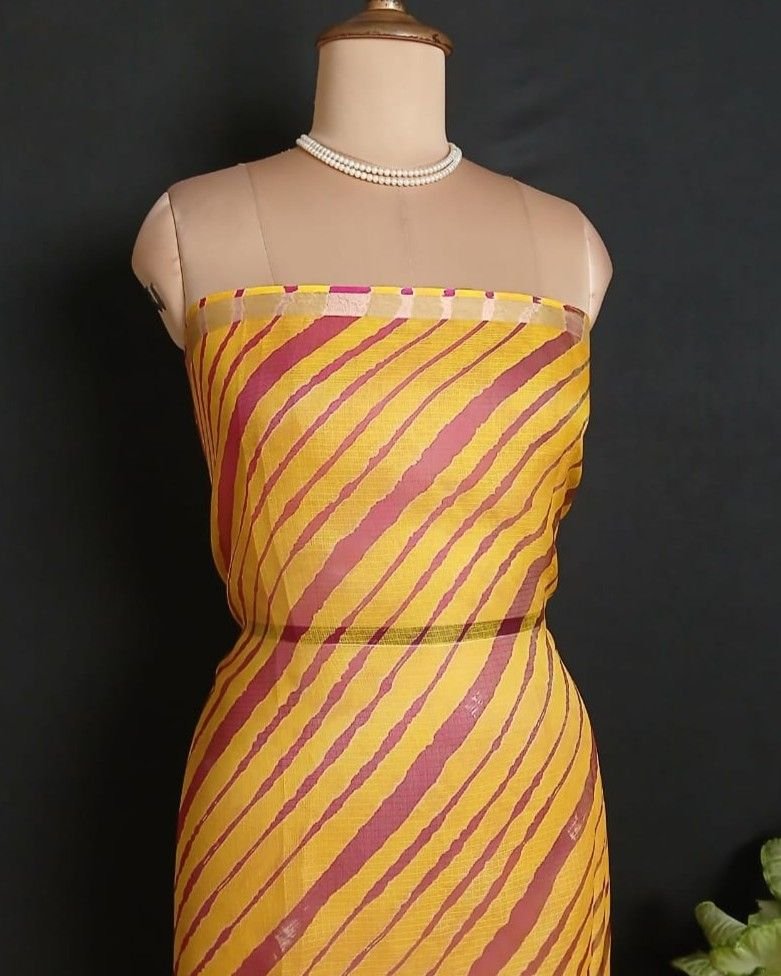 Hand tie-dye Leheriya on Kota Silk (HTKS1012) - Image 7