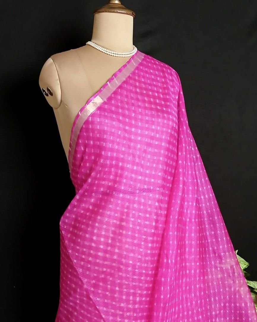 Hand tie-dye Leheriya on Kota Silk (HTKS1014) - Image 3