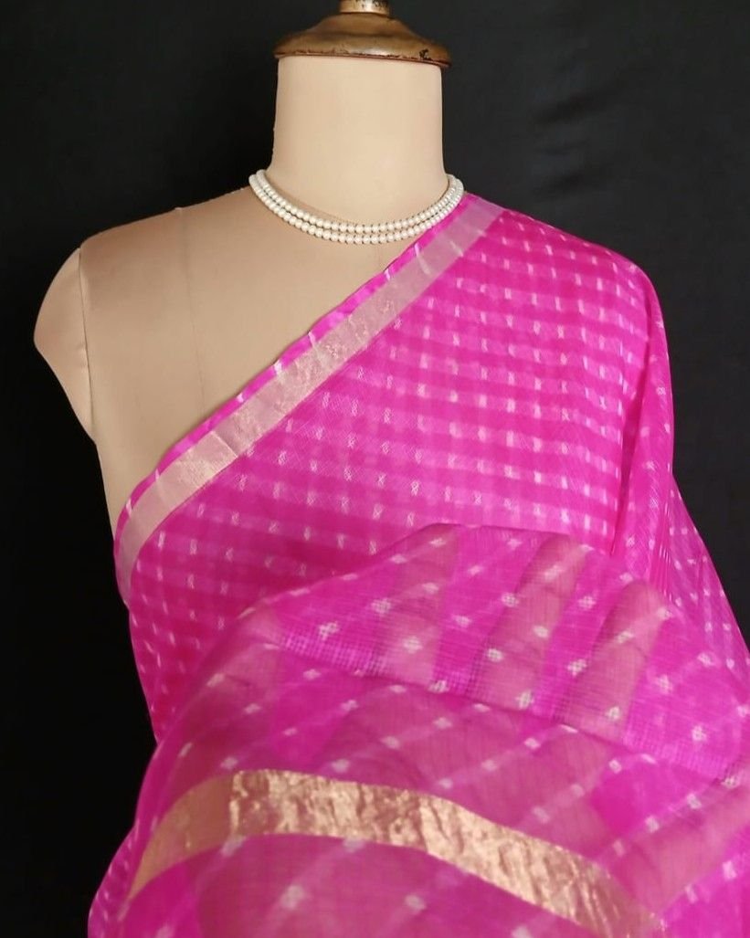 Hand tie-dye Leheriya on Kota Silk (HTKS1014) - Image 6