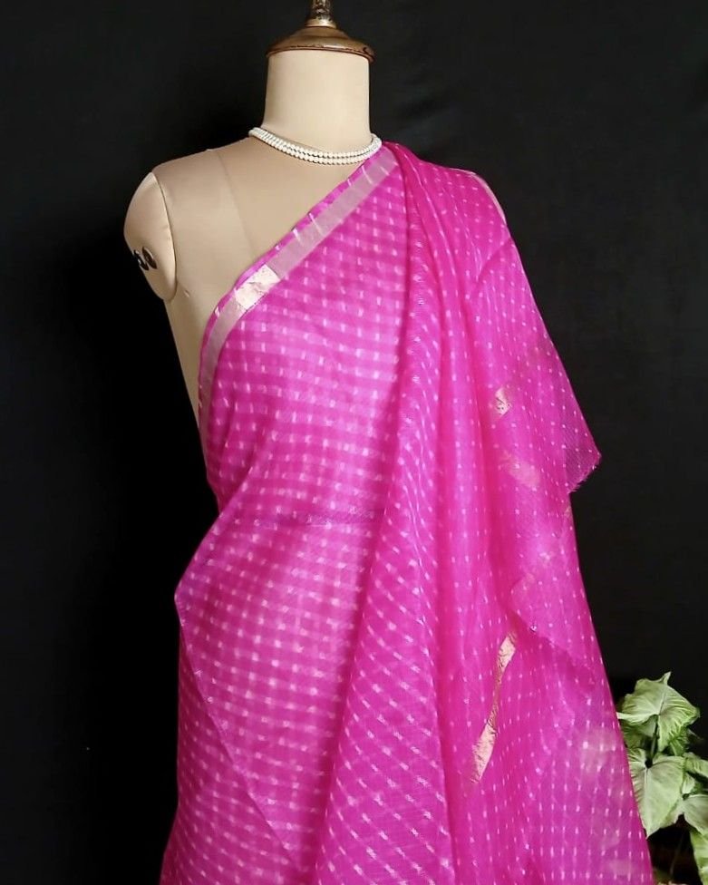 Hand tie-dye Leheriya on Kota Silk (HTKS1014)