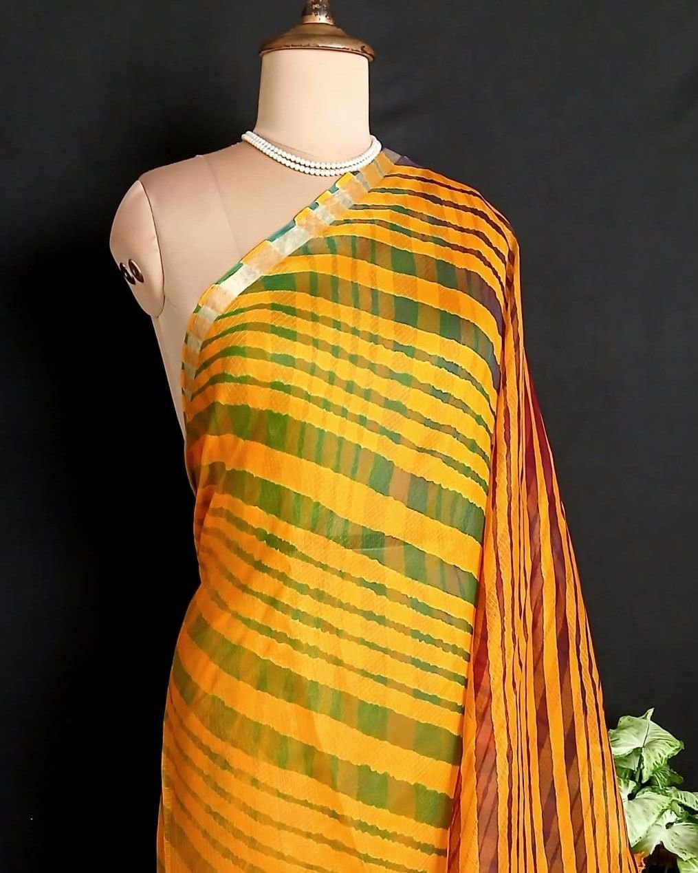 Hand tie-dye Leheriya on Kota Silk (HTKS1015) - Image 3