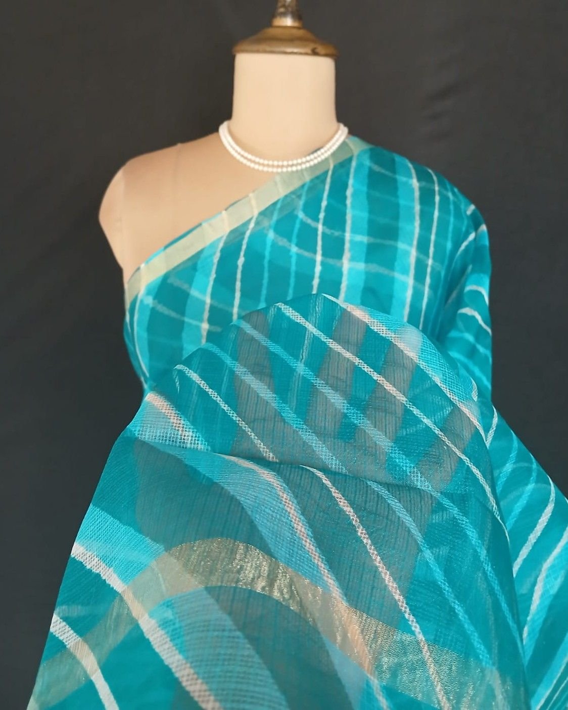 Hand tie-dye Leheriya on Kota Silk (HTKS1007) - Image 6