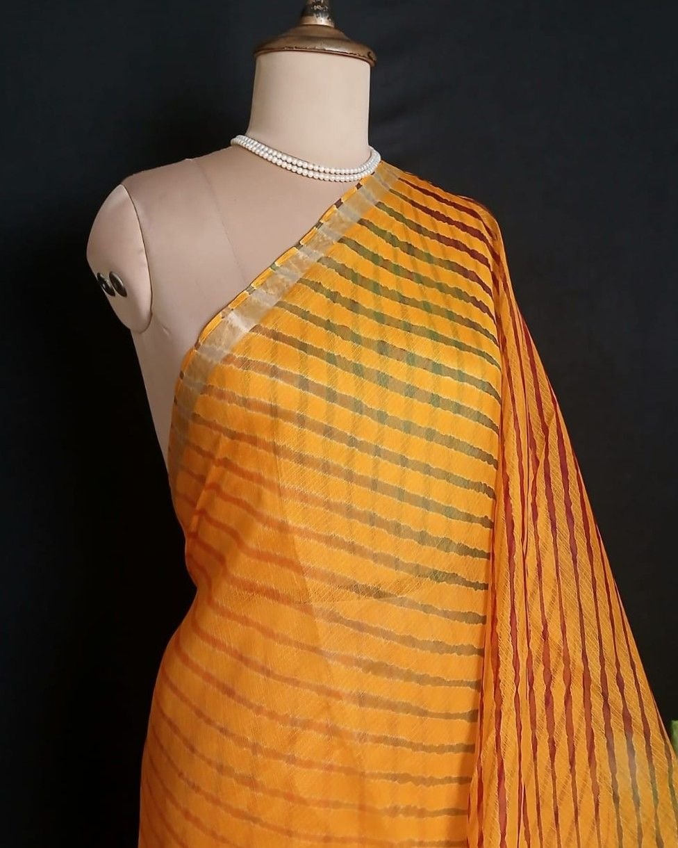 Hand tie-dye Leheriya on Kota Silk (HTKS1008) - Image 3