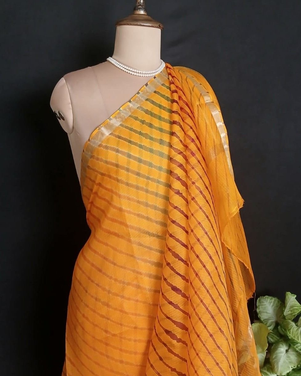 Hand tie-dye Leheriya on Kota Silk (HTKS1008)