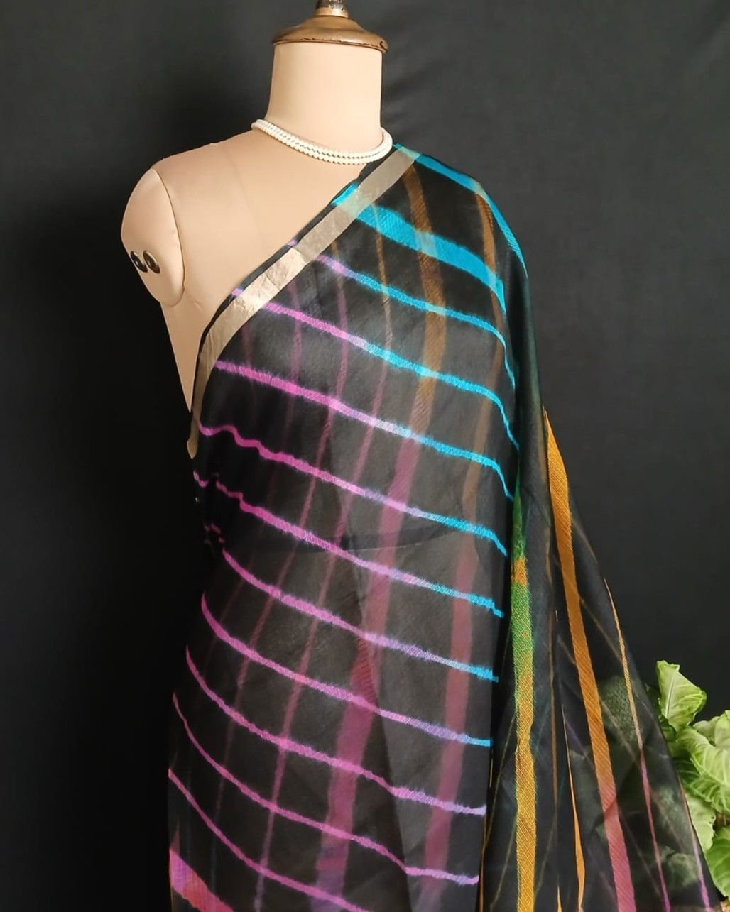 Hand tie-dye Leheriya on Kota Silk (HTKS1009) - Image 3