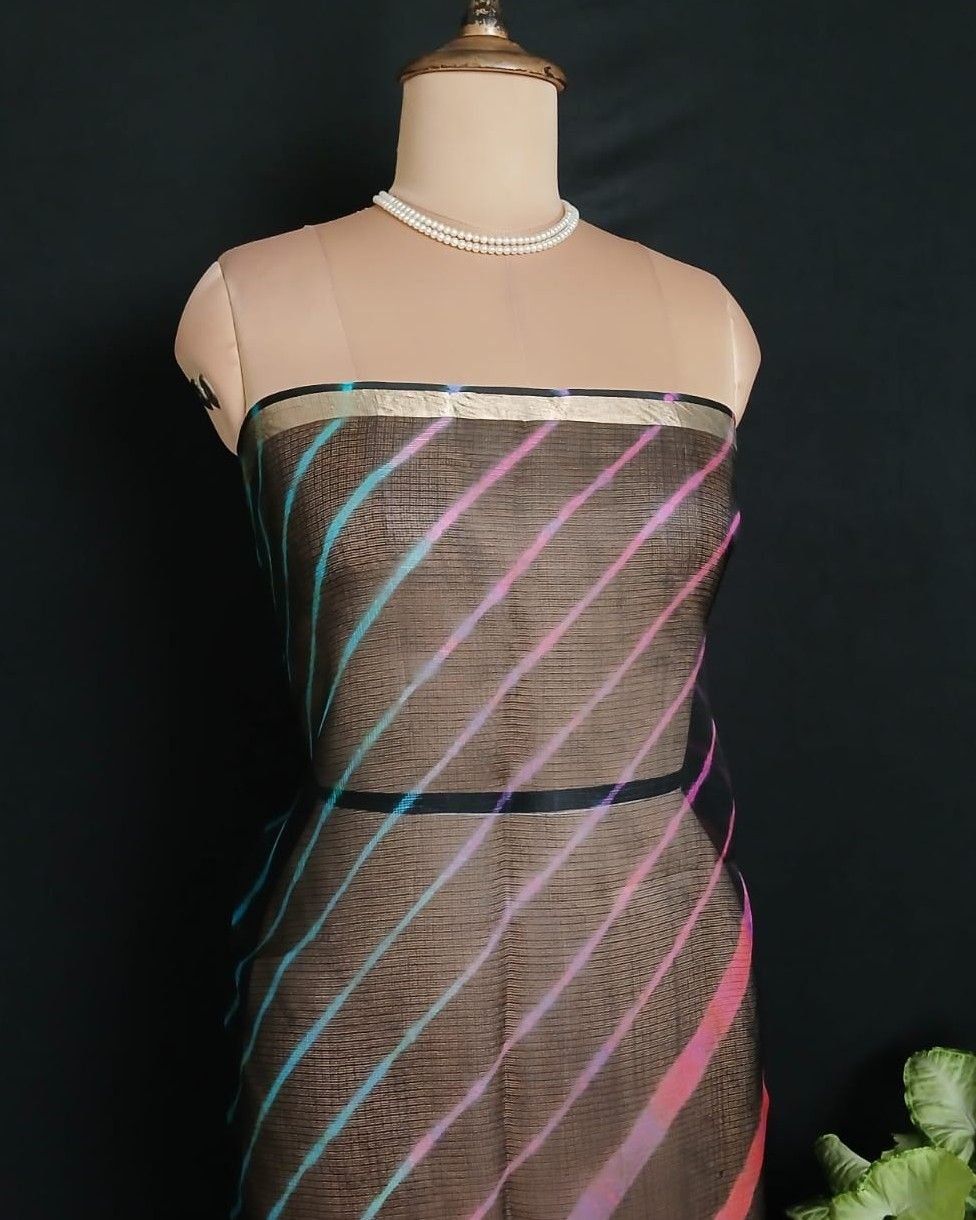 Hand tie-dye Leheriya on Kota Silk (HTKS1009) - Image 7