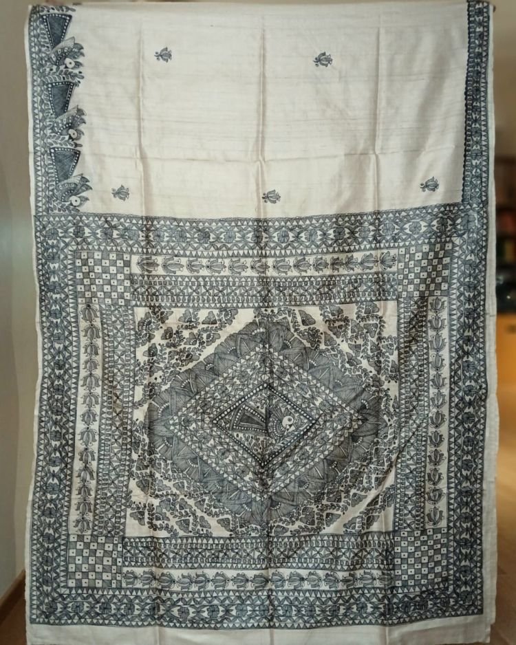 Madhubani on Tussar Silk – (MADT0050) - Image 10