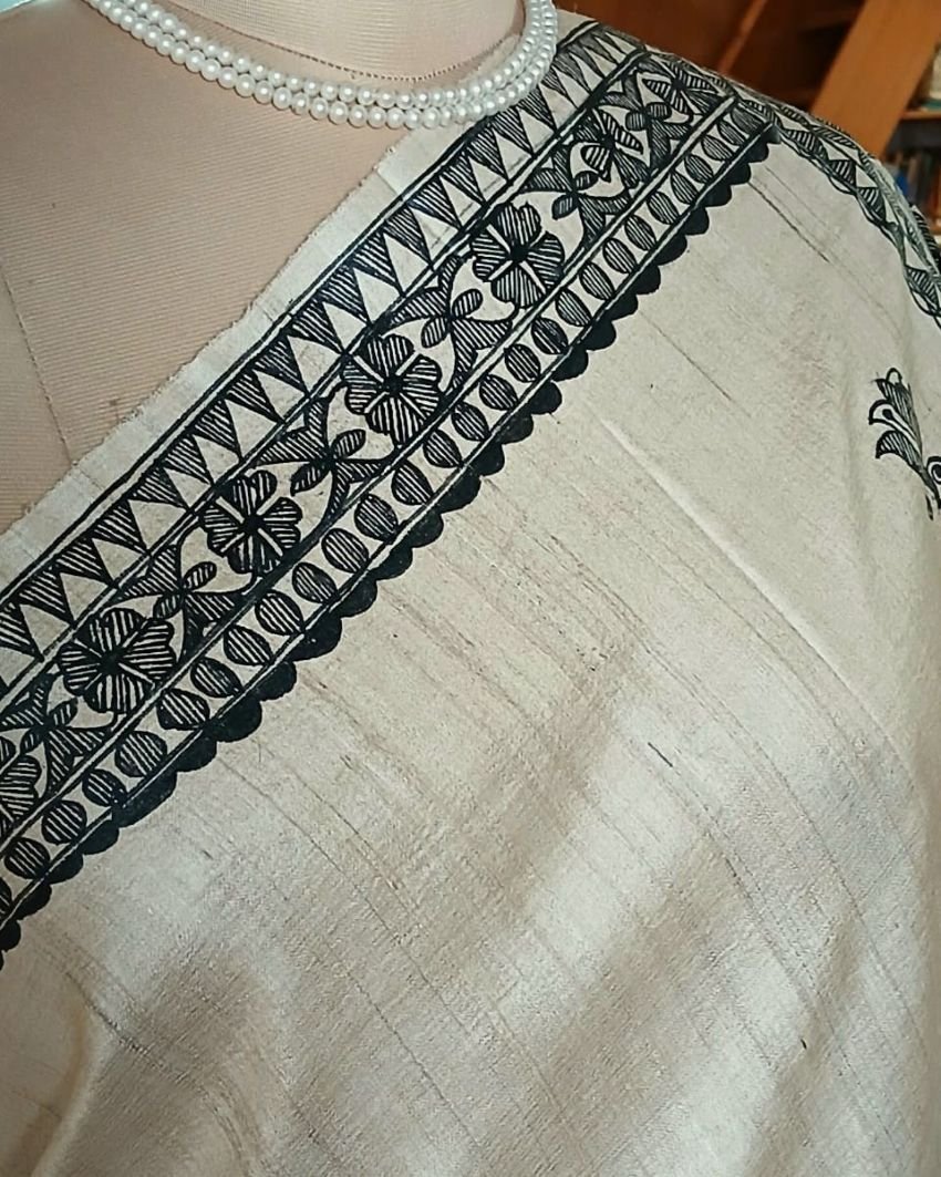 Madhubani on Tussar Silk – (MADT0050) - Image 3