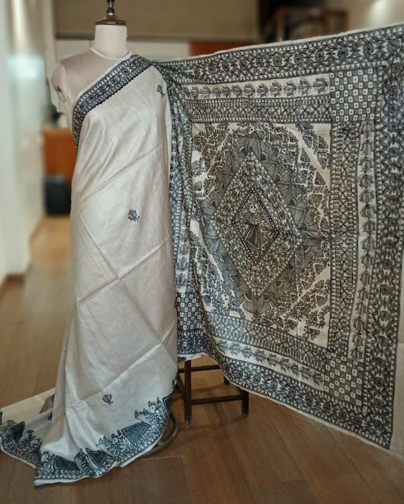 Madhubani on Tussar Silk – (MADT0050) - Image 4