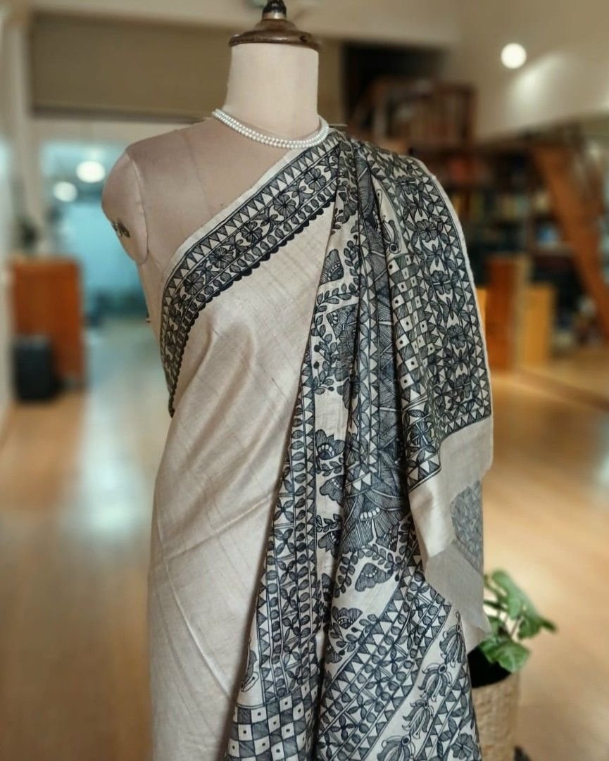 Madhubani on Tussar Silk – (MADT0050) - Image 5