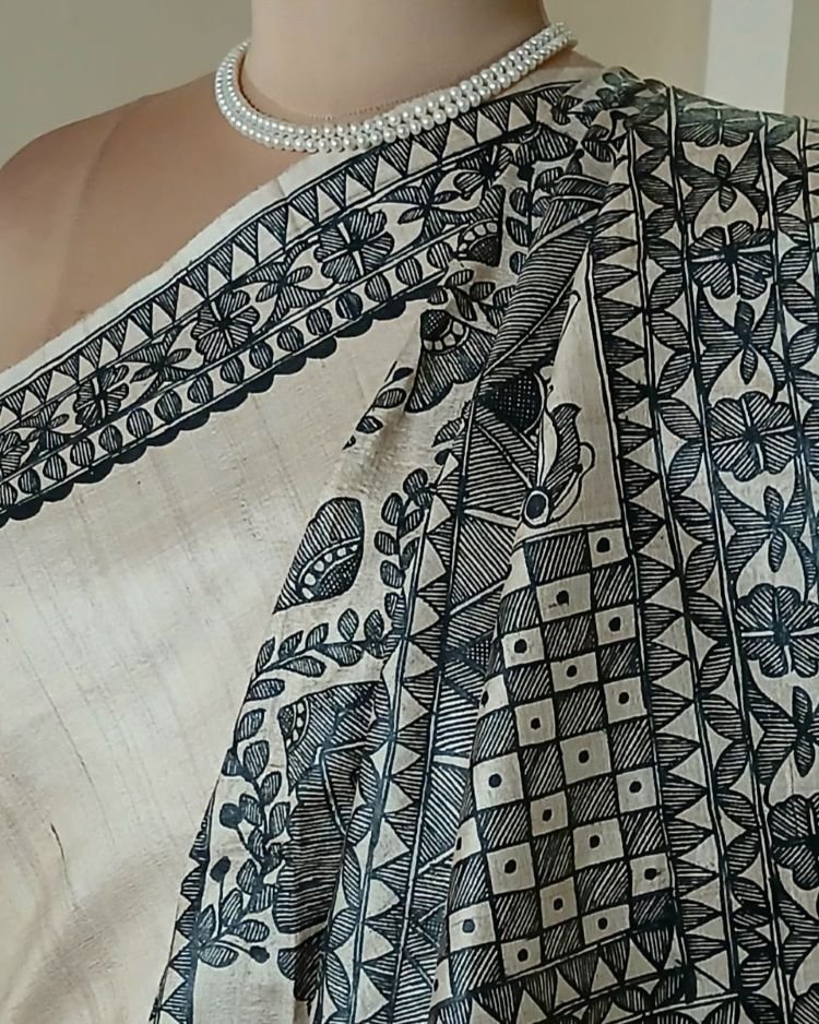 Madhubani on Tussar Silk – (MADT0050) - Image 6