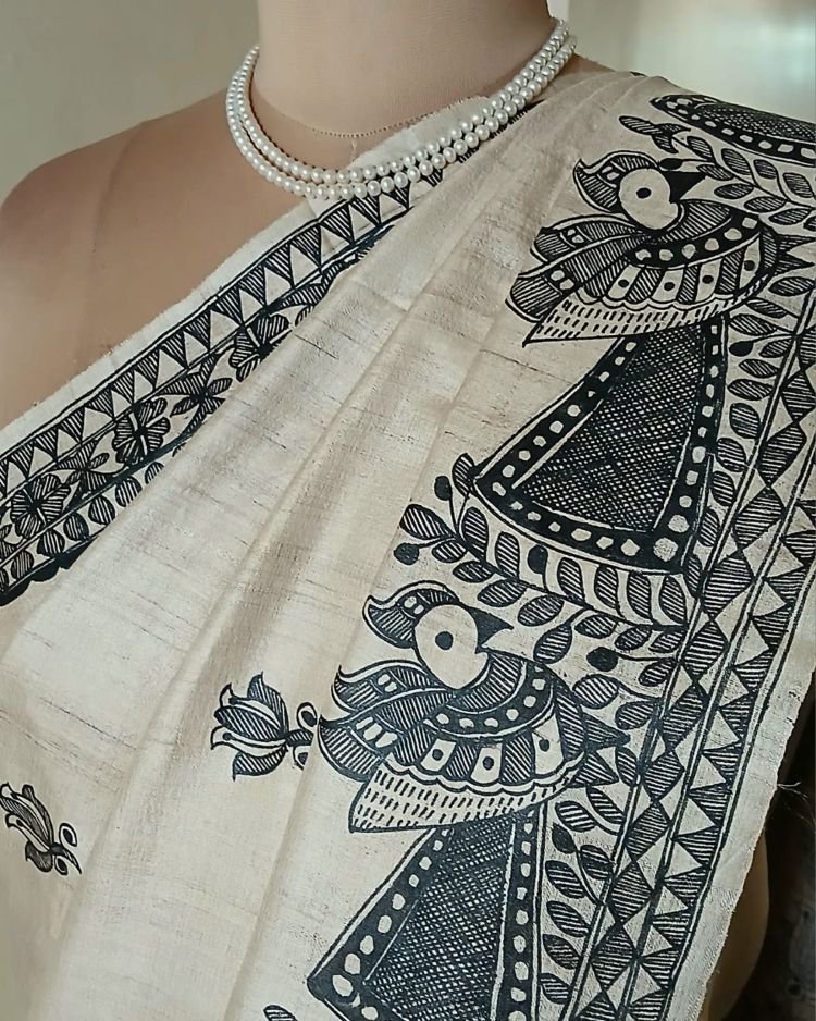 Madhubani on Tussar Silk – (MADT0050) - Image 8