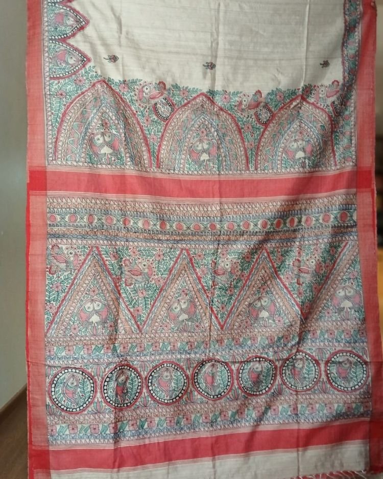 Madhubani on Tussar Silk – (MADT0057) - Image 11