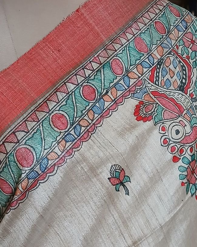 Madhubani on Tussar Silk – (MADT0057) - Image 3