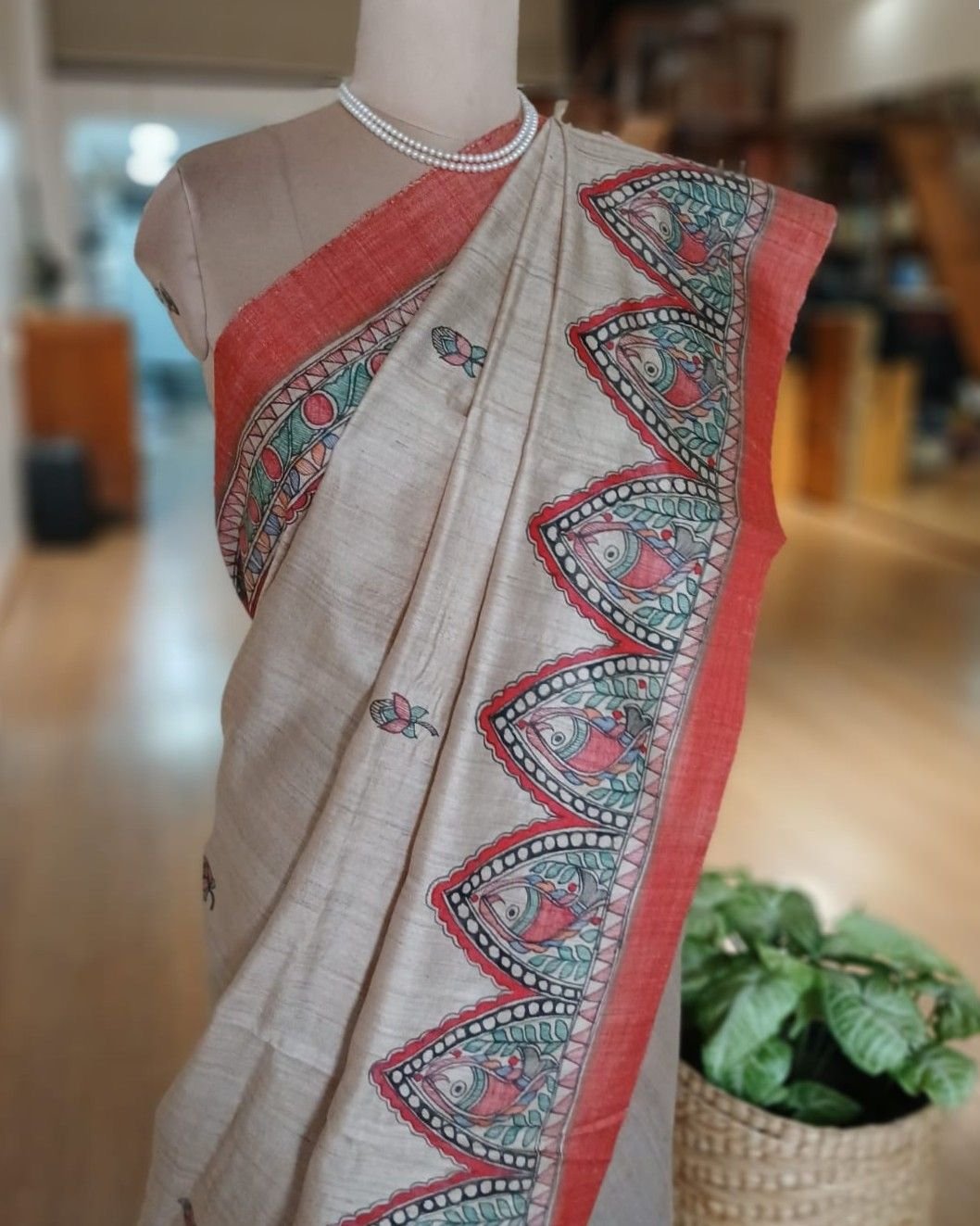 Madhubani on Tussar Silk – (MADT0057) - Image 7