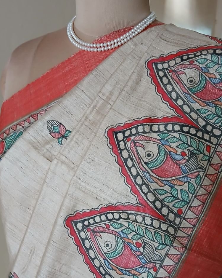 Madhubani on Tussar Silk – (MADT0057) - Image 8