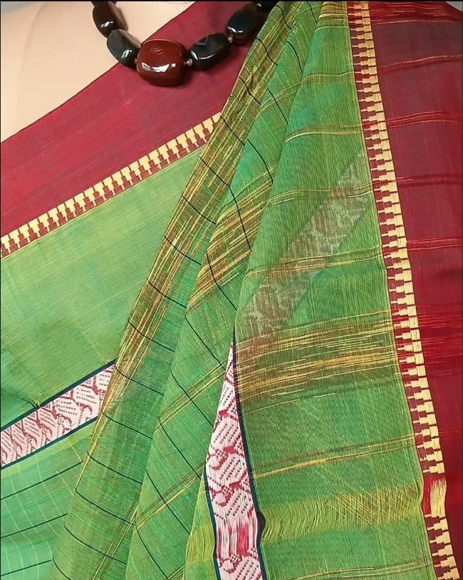 Handloom Cotton Saree from Narayanpet in Telangana – (HCSN1013) - Image 3