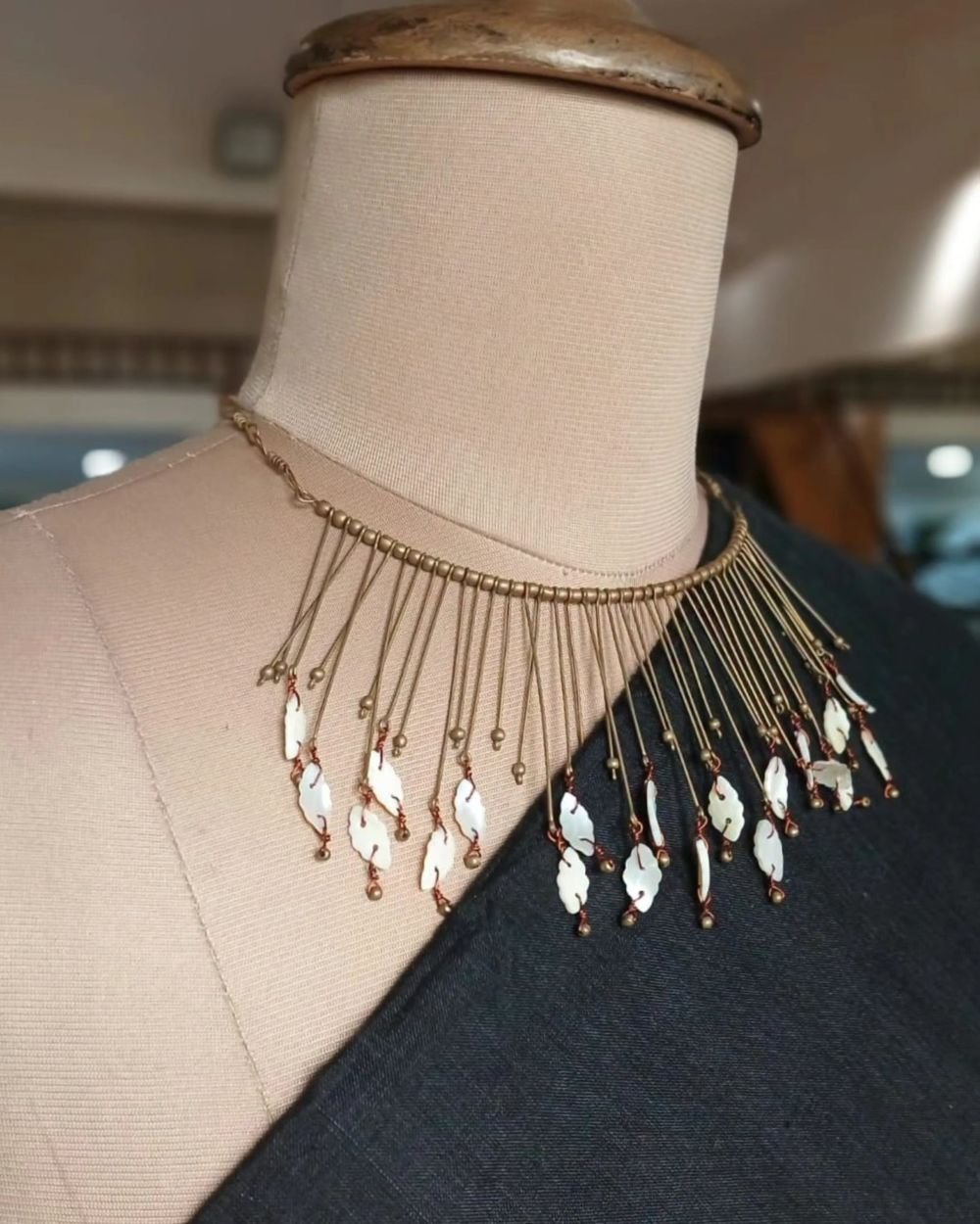 Ceramic Copper and Brass Combination Necklace - (CCBN0027)