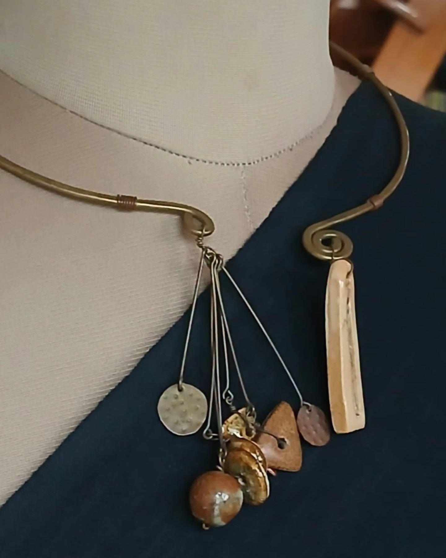 Ceramic Copper and Brass Combination Necklace - (CCBN0024) - Image 2