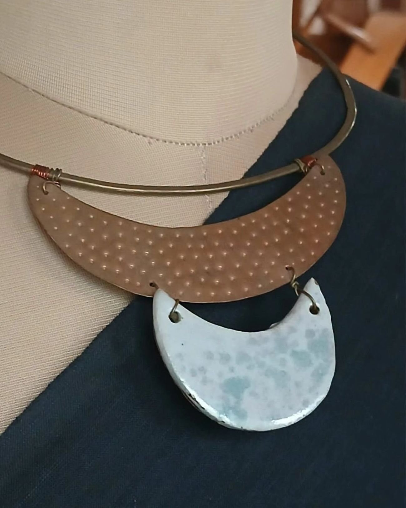 Ceramic Copper and Brass Combination Necklace - (CCBN0025) - Image 2