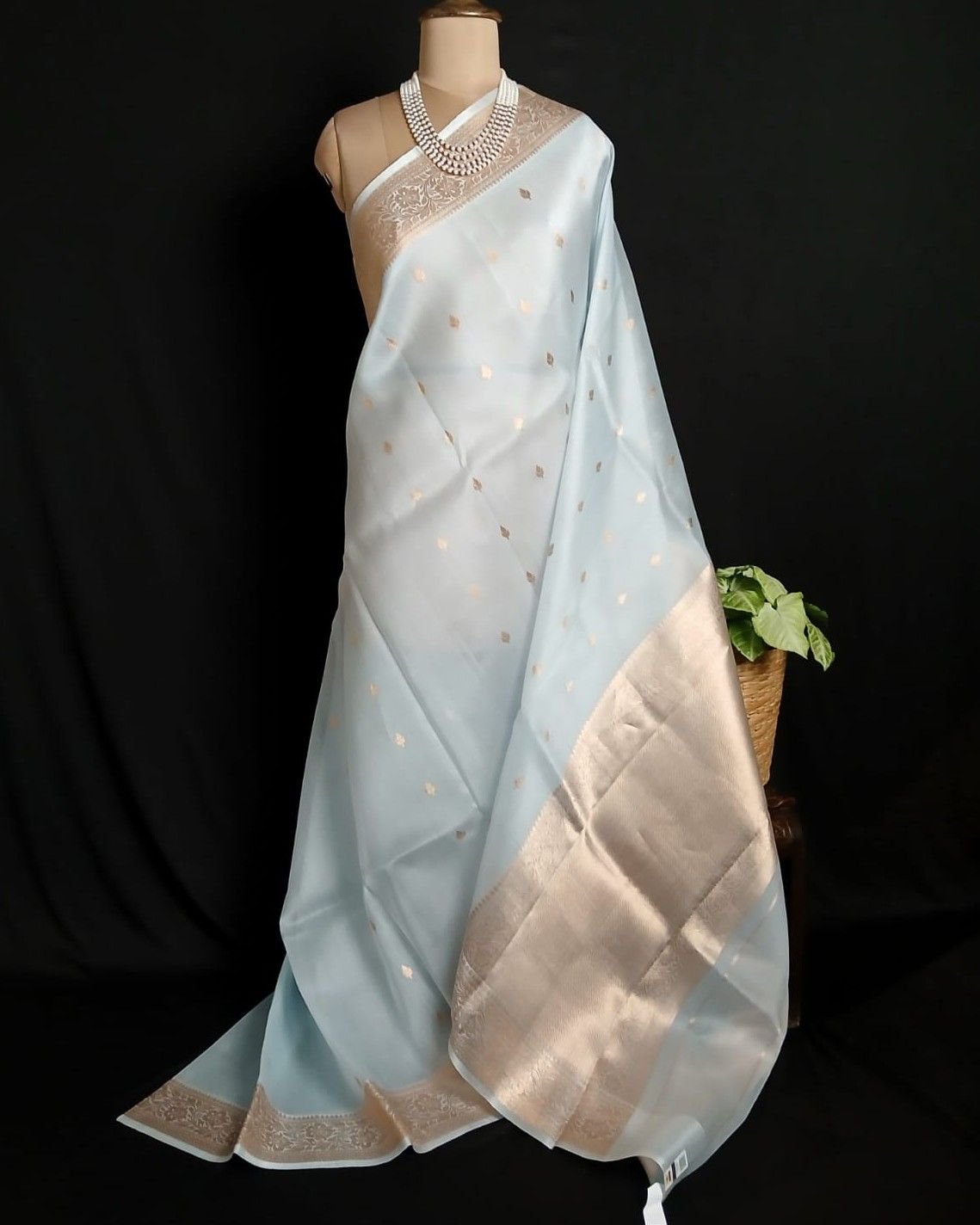 Sona Rupa Pale Green Pure Organza Banarasi Saree - (PSOB0004)