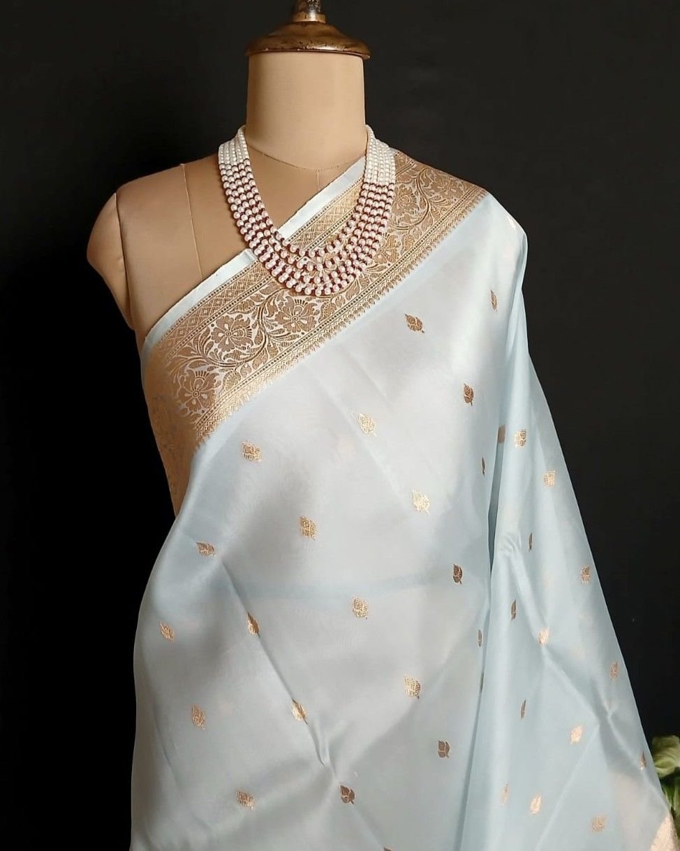Sona Rupa Pale Green Pure Organza Banarasi Saree - (PSOB0004) - Image 2