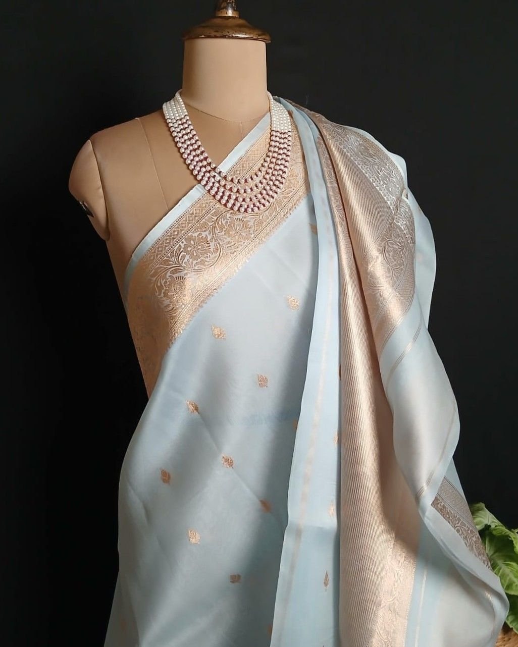 Sona Rupa Pale Green Pure Organza Banarasi Saree - (PSOB0004) - Image 5
