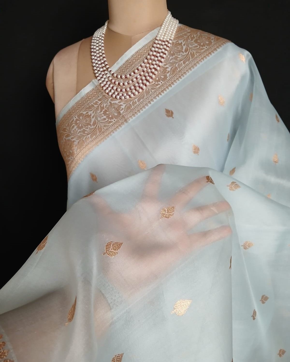 Sona Rupa Pale Green Pure Organza Banarasi Saree - (PSOB0004) - Image 7