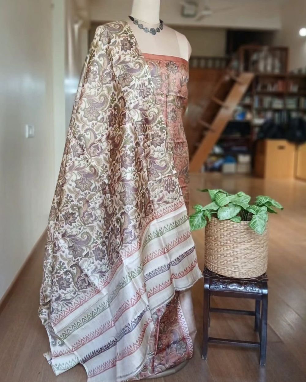 Tussar Silk 2-Piece Kurta and Dupatta Set - (TSKD0001) - Image 3