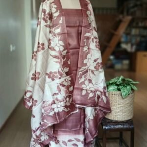Handpainted Tussar Silk 2-Piece Kurta and Dupatta Set – (HTSP0002)