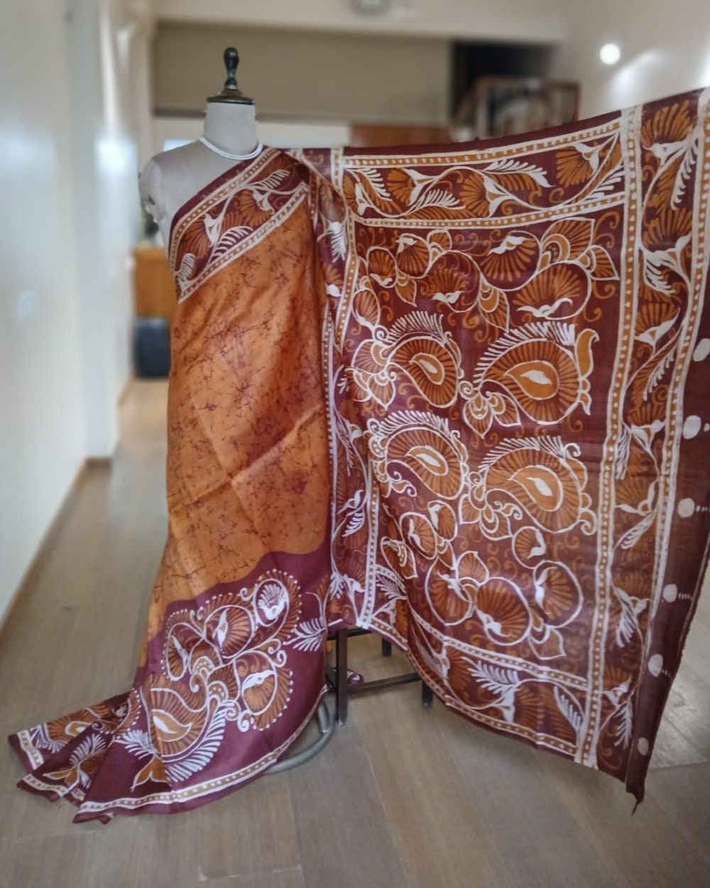Batik Silk Saree from Murshidabad – (BSSM0010) - Image 4