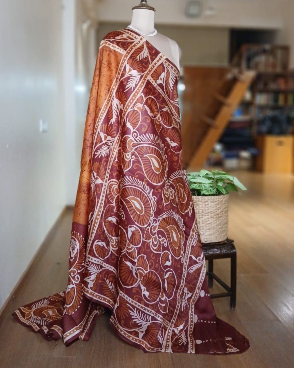 Batik Silk Saree from Murshidabad – (BSSM0010) - Image 6