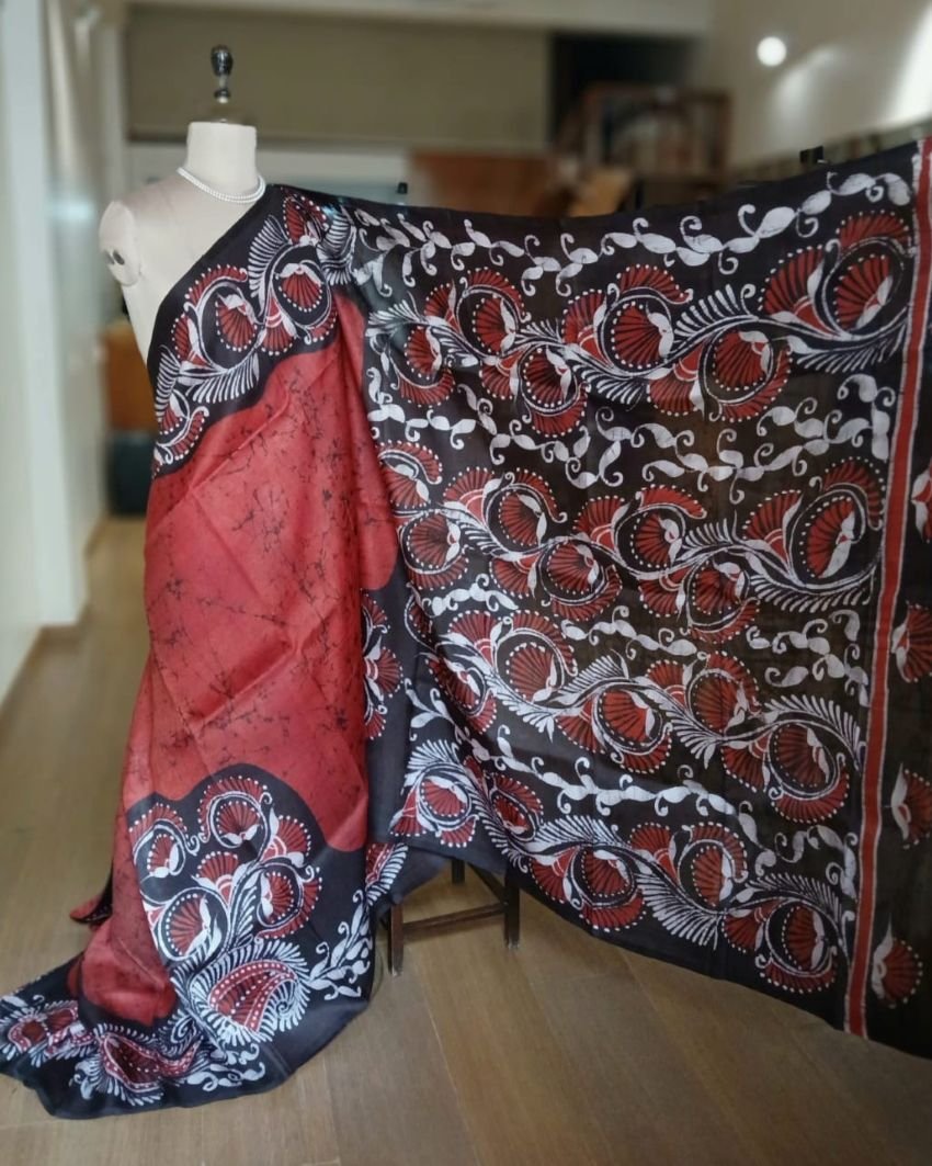 Batik Silk Saree from Murshidabad – (BSSM0011) - Image 4