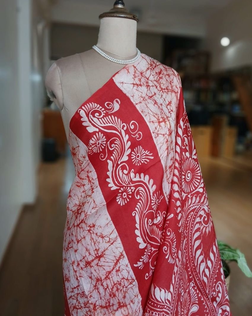 Batik Silk Saree from Murshidabad – (BSSM0013) - Image 2